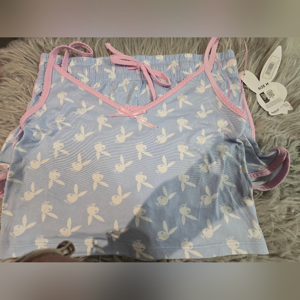 Blue and Pink Women's Sleepwear Top